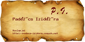Padács Izidóra névjegykártya